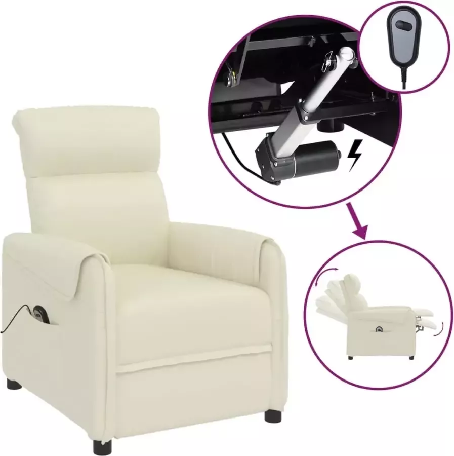 Maison Exclusive Fauteuil elektrisch verstelbaar kunstleer crèmekleurig