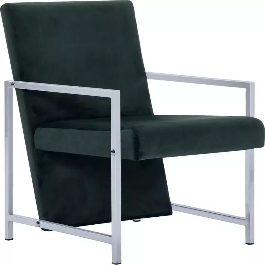 Maison Exclusive Fauteuil met chromen poten fluweel donkergroen