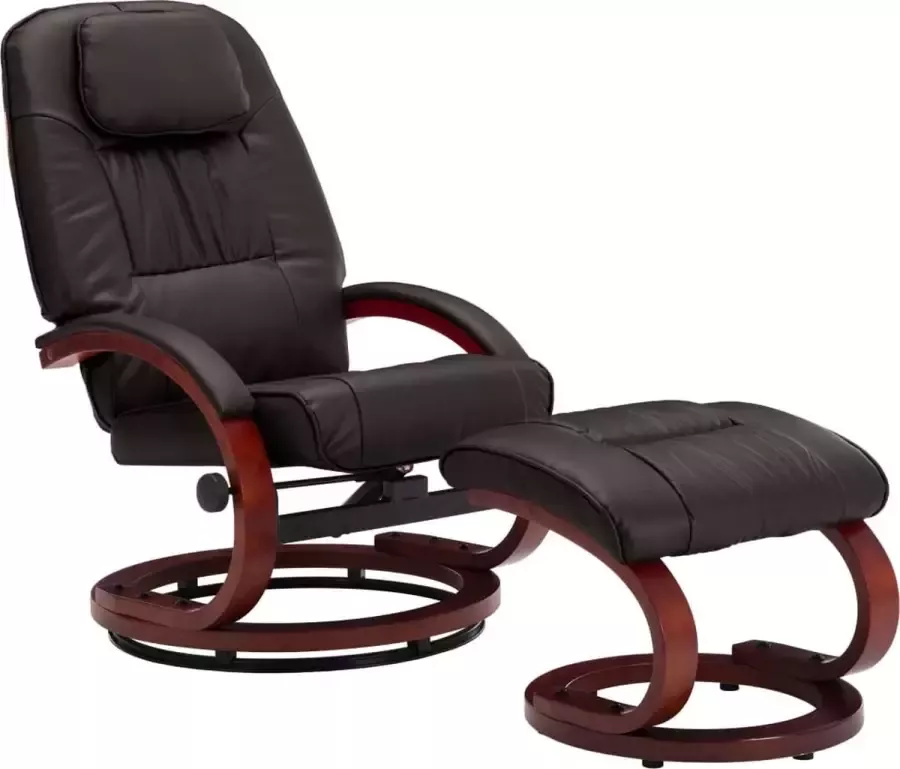 Maison Exclusive Fauteuil verstelbaar met voetenbankje kunstleer bruin