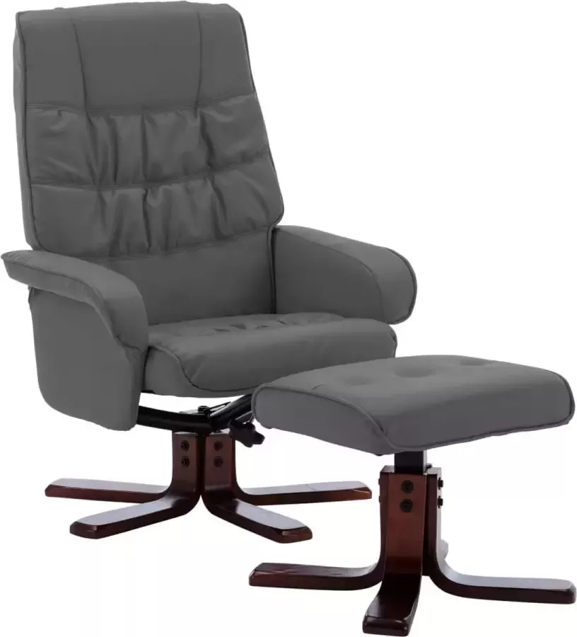 Maison Exclusive Fauteuil verstelbaar met voetenbankje kunstleer grijs