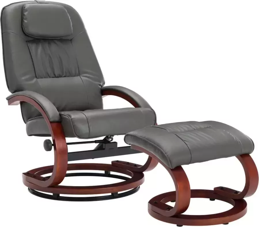 Maison Exclusive Fauteuil verstelbaar met voetenbankje kunstleer grijs