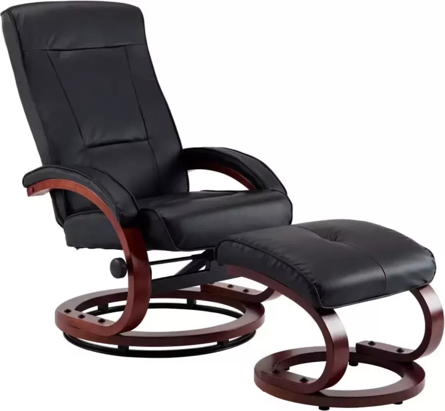 Maison Exclusive Fauteuil verstelbaar met voetenbankje kunstleer zwart