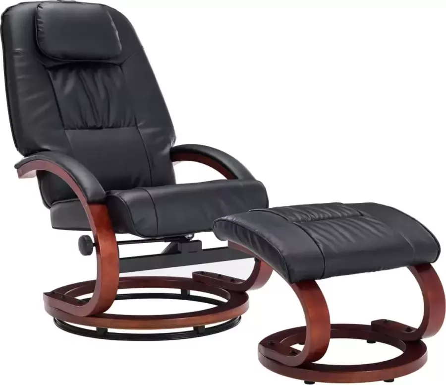 Maison Exclusive Fauteuil verstelbaar met voetenbankje kunstleer zwart