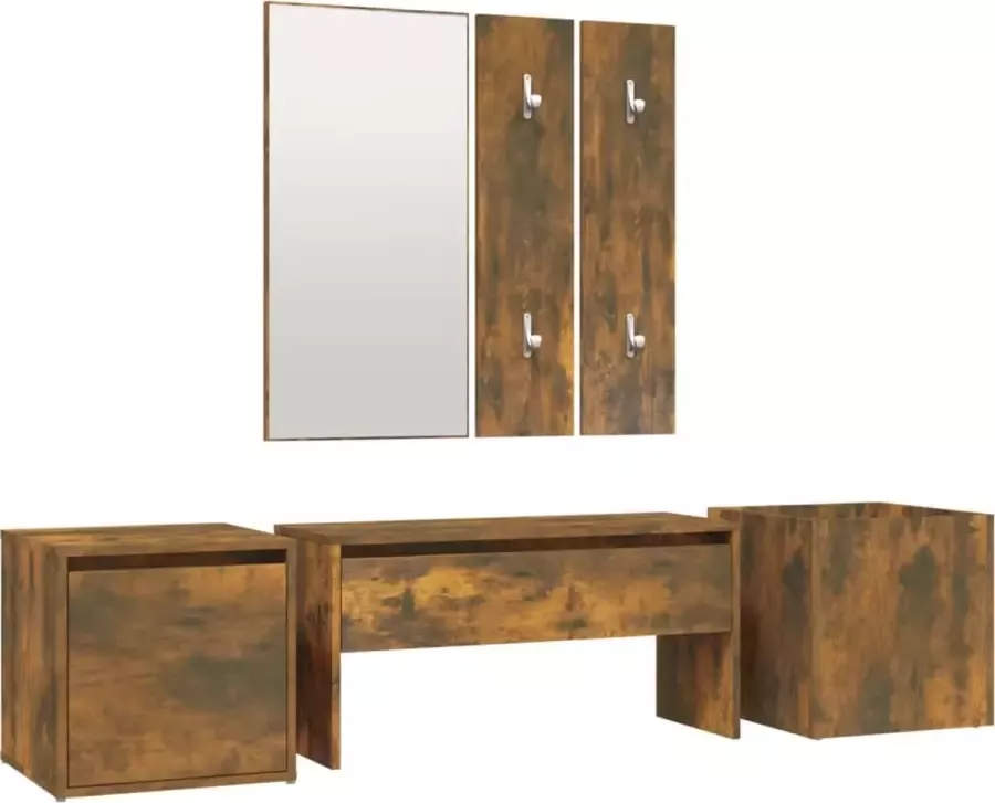 Maison Exclusive Halmeubelset bewerkt hout gerookt eikenkleurig - Foto 2