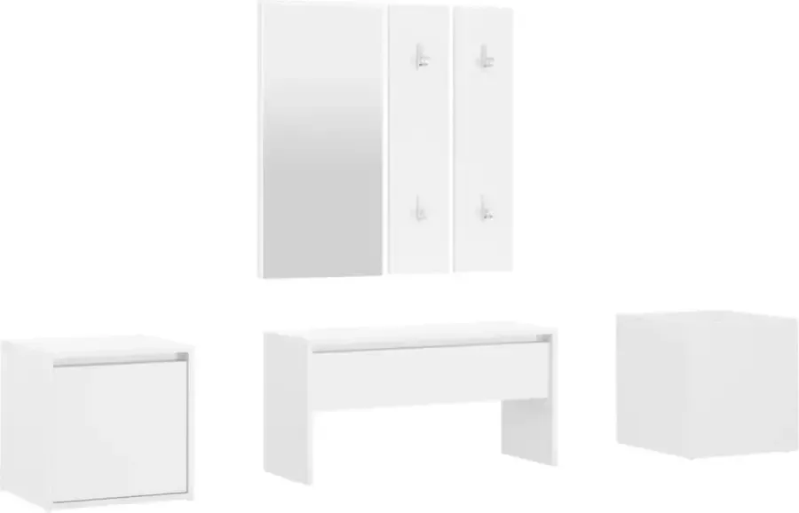 Maison Exclusive Halmeubelset bewerkt hout hoogglans wit