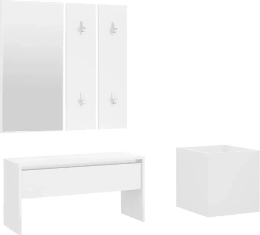 Maison Exclusive Halmeubelset bewerkt hout wit - Foto 2