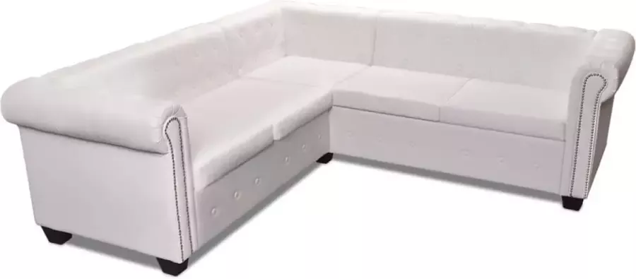 Maison Exclusive Hoekbank 5-zits Chesterfield-stijl kunstleer wit
