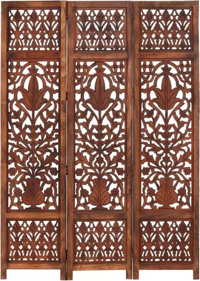 Maison Exclusive Kamerscherm 3 panelen handgesneden 120x165 cm mangohout bruin