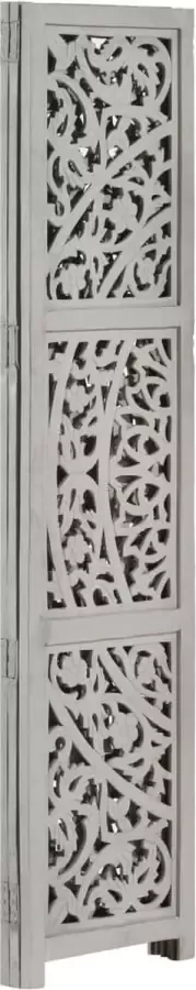 Maison Exclusive Kamerscherm 3 panelen handgesneden 120x165 cm mangohout grijs - Foto 2