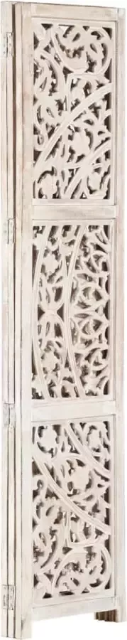 Maison Exclusive Kamerscherm met 3 panelen handgesneden 120x165 cm mangohout wit