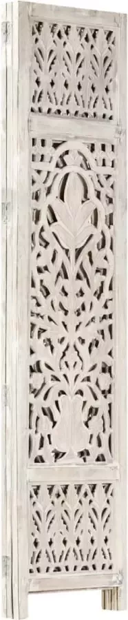 Maison Exclusive Kamerscherm met 3 panelen handgesneden 120x165 cm mangohout wit - Foto 1