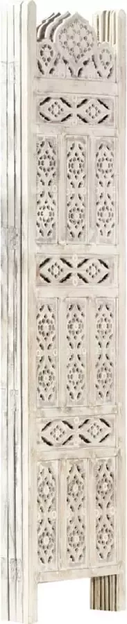 Maison Exclusive Kamerscherm met 4 panelen handgesneden 160x165 cm mangohout wit