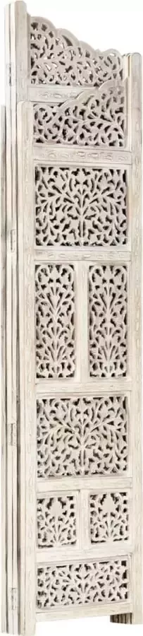 Maison Exclusive Kamerscherm met 4 panelen handgesneden 160x165 cm mangohout wit