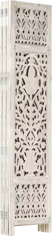 Maison Exclusive Kamerscherm met 5 panelen handgesneden 200x165 cm mangohout wit