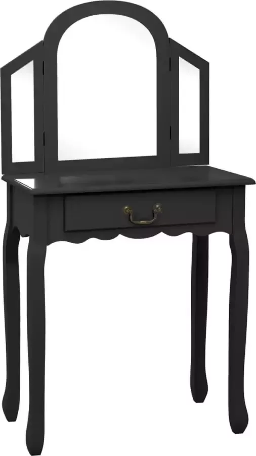 Maison Exclusive Kaptafel met kruk 65x36x128 cm paulowniahout MDF zwart