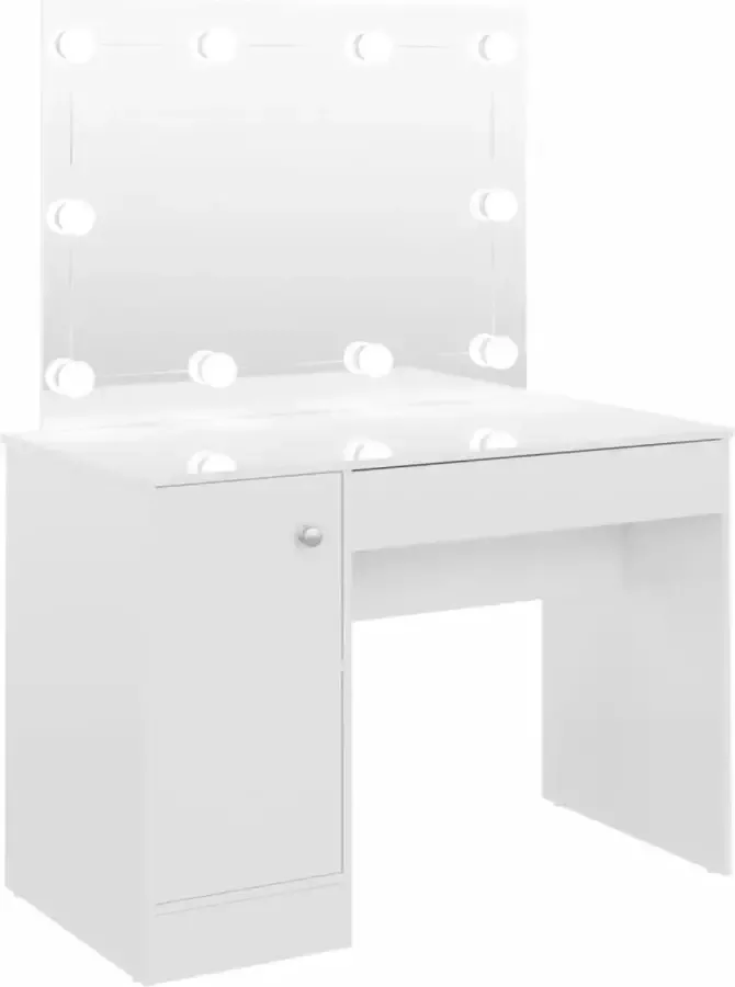 Maison Exclusive Kaptafel met LED-verlichting 110x55x145 cm MDF glanzend wit