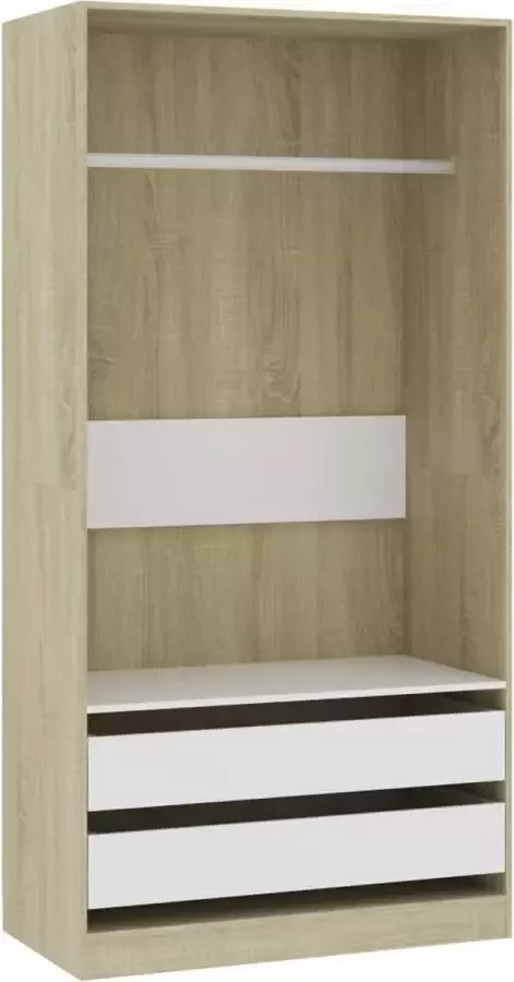 Maison Exclusive Kledingkast 100x50x200 cm bewerkt hout wit en sonoma eiken