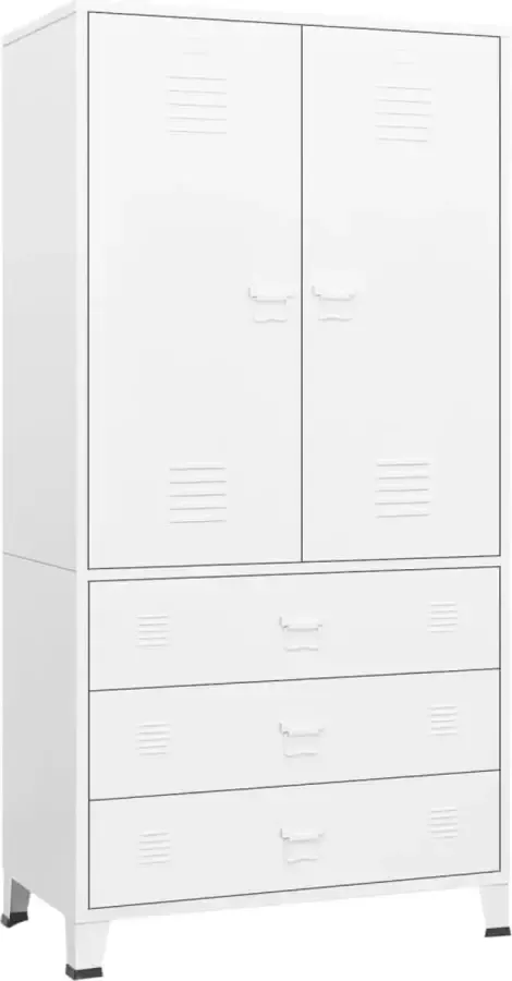 Maison Exclusive Kledingkast industrieel 90x50x180 cm metaal wit