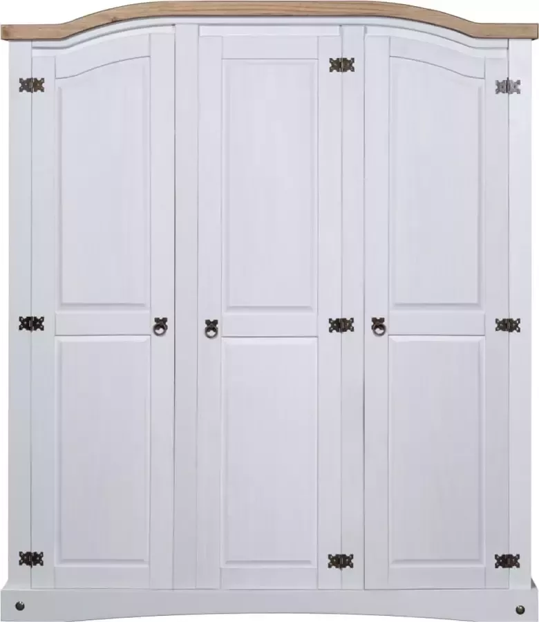 Maison Exclusive Kledingkast met 3 deuren Mexicaans grenenhout Corona-stijl wit