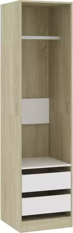 Maison Exclusive Kledingkast met lades 50x50x200cm bewerkt hout wit sonoma eiken