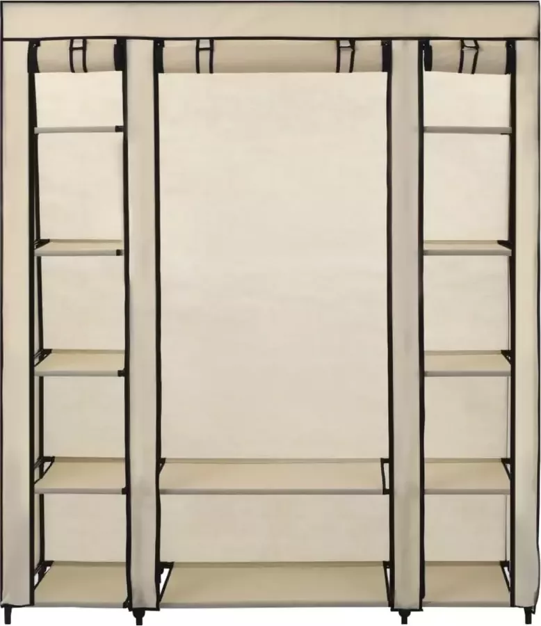 Maison Exclusive Kledingkast met vakken en stangen 150x45x176 cm stof crème