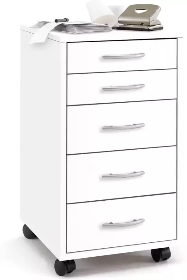Maison Exclusive Ladekast met 5 lades verplaatsbaar wit