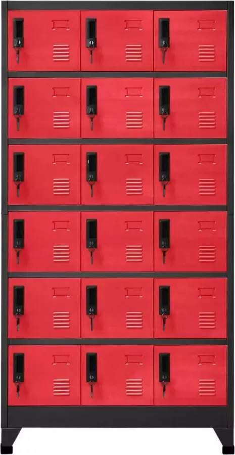Maison Exclusive Lockerkast 90x40x180 cm staal antracietkleurig en rood