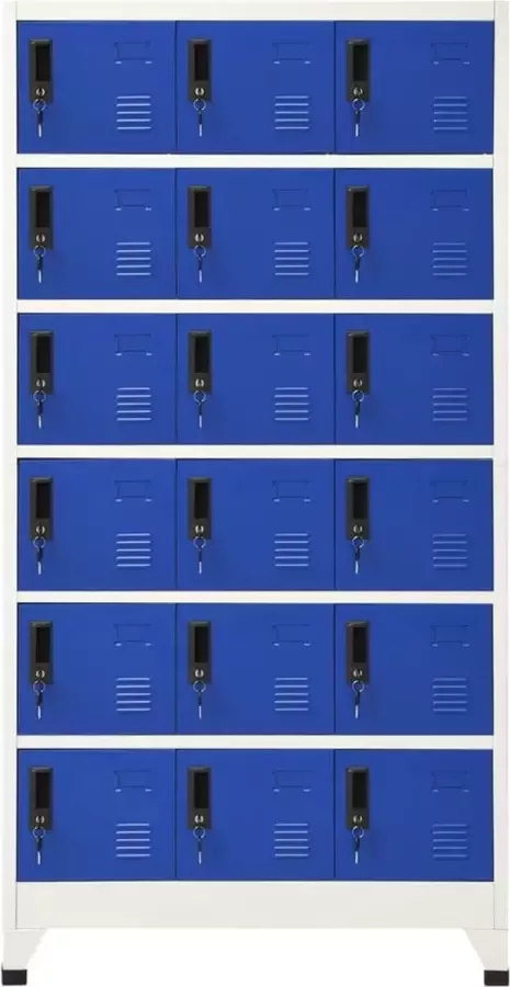 Maison Exclusive Lockerkast 90x40x180 cm staal grijs en blauw