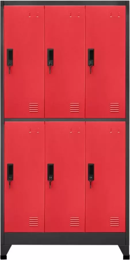Maison Exclusive Lockerkast 90x45x180 cm staal antracietkleurig en rood