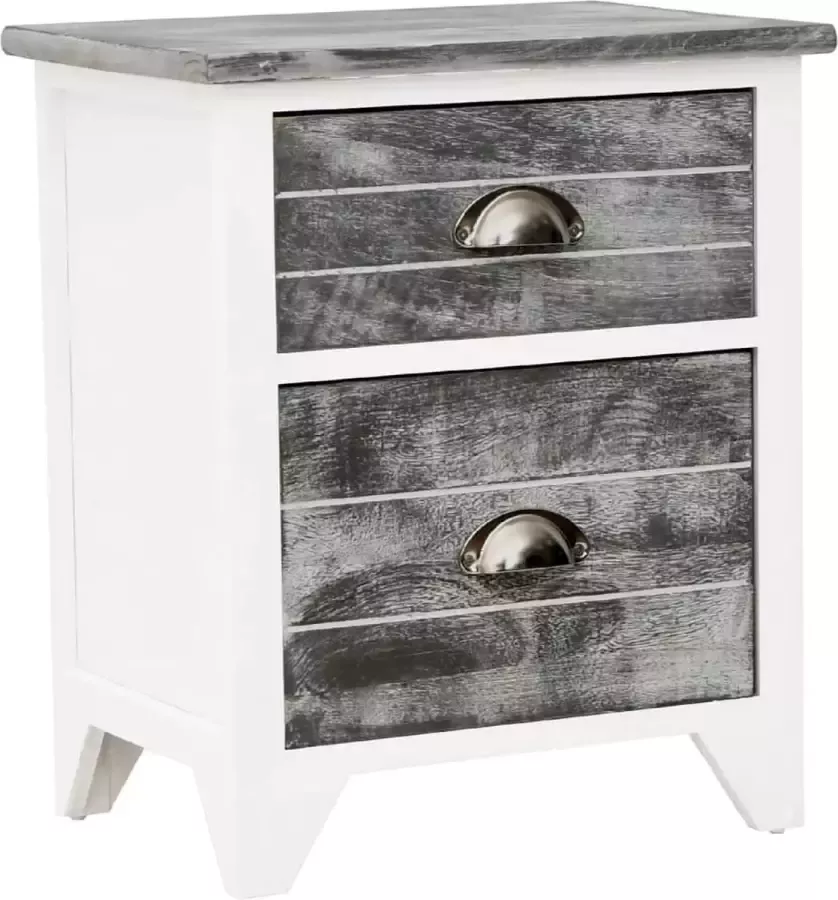 Maison Exclusive Nachtkastje 38x28x45 cm paulowniahout grijs en wit