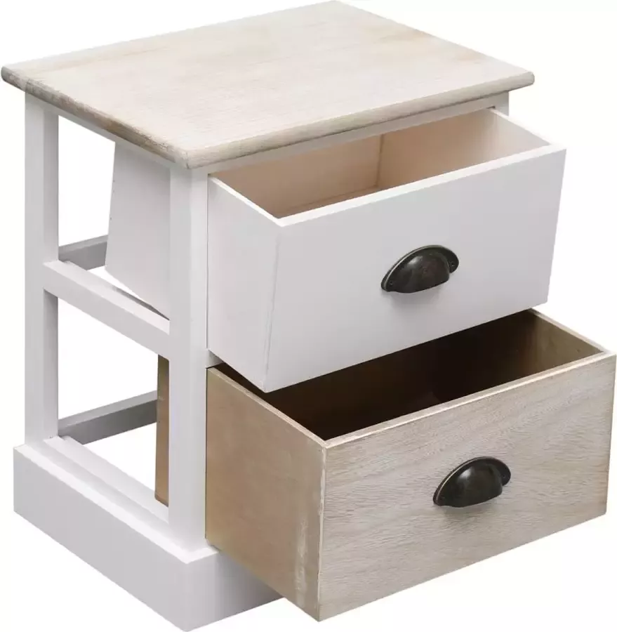 Maison Exclusive Nachtkastje 38x28x45 cm paulowniahout wit en Maison Exclusive -l