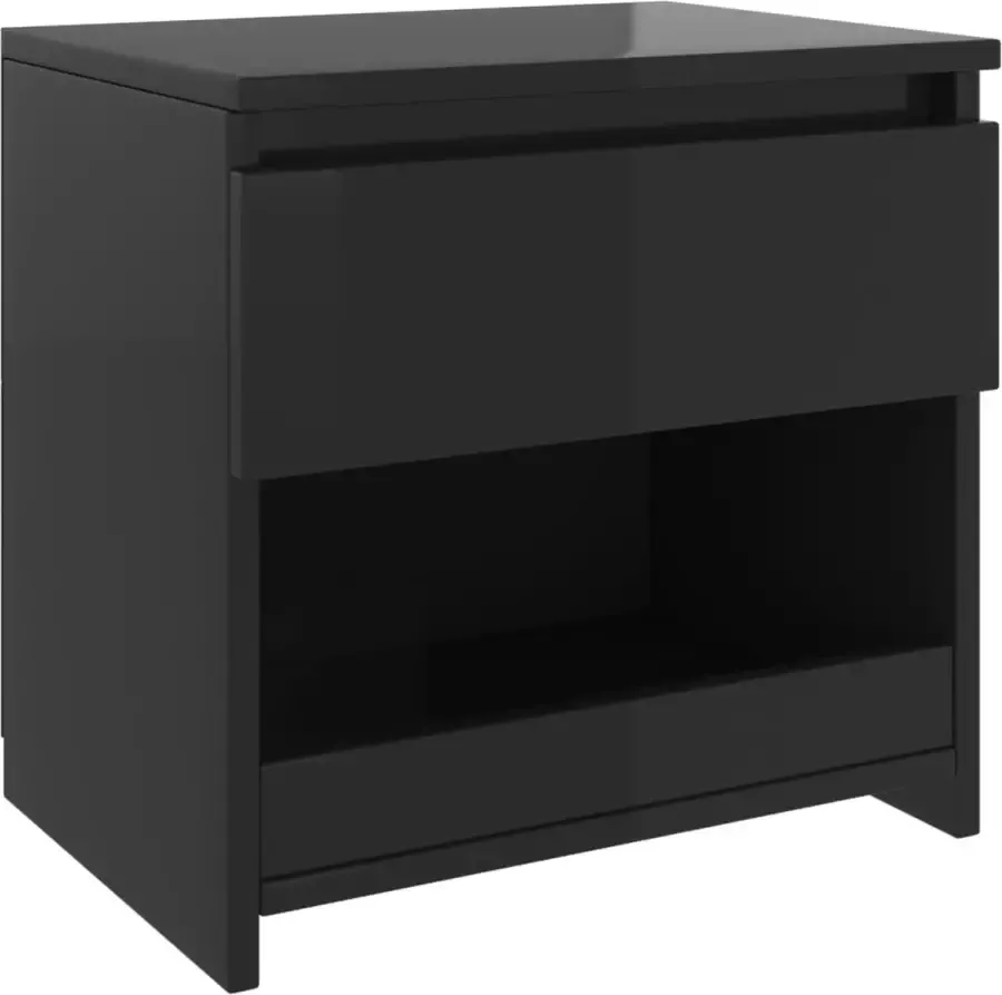 Maison Exclusive Nachtkastje 40x30x39 cm spaanplaat hoogglans zwart