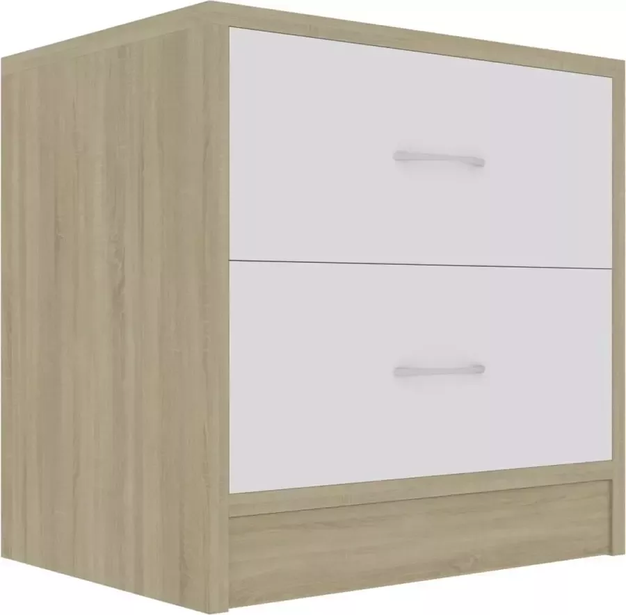 Maison Exclusive Nachtkastje 40x30x40 cm spaanplaat wit en sonoma eikenkleurig