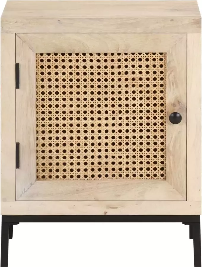 Maison Exclusive Nachtkastje 40x30x50 cm massief mangohout en natuurlijk riet