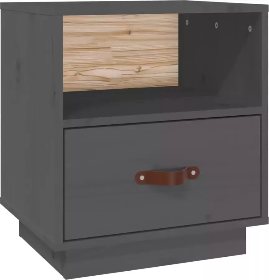 Maison Exclusive Nachtkastje 40x34x45 cm massief grenenhout grijs