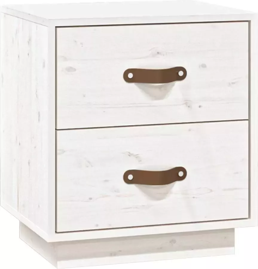 Maison Exclusive Nachtkastje 40x34x45 cm massief grenenhout wit - Foto 2