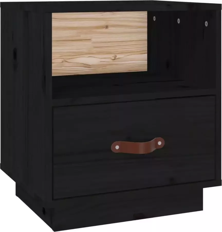 Maison Exclusive Nachtkastje 40x34x45 cm massief grenenhout zwart - Foto 2