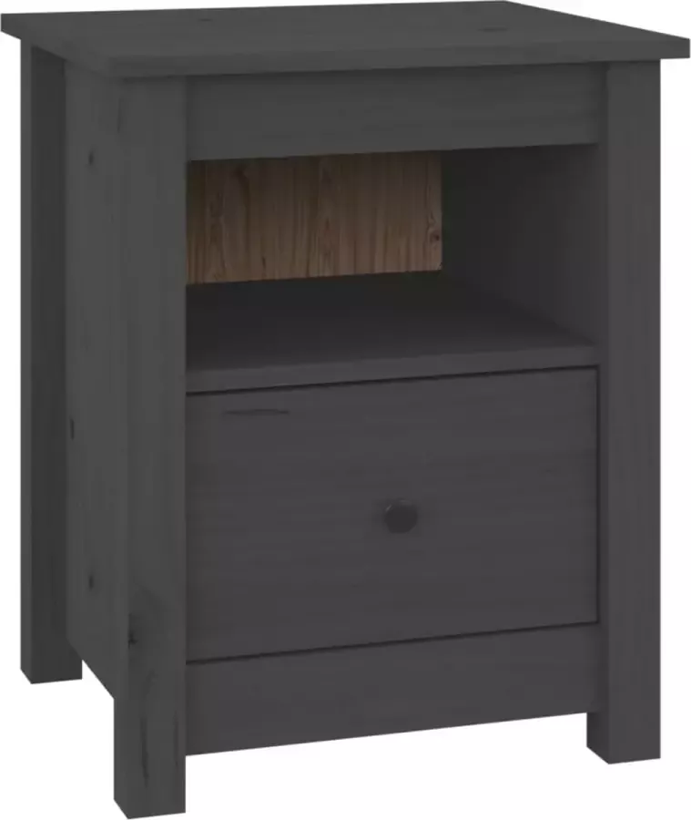 Maison Exclusive Nachtkastje 40x35x49 cm massief grenenhout grijs