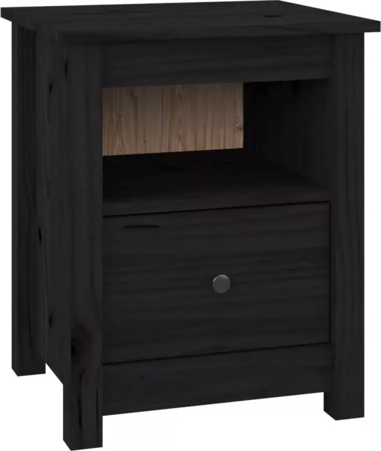 Maison Exclusive Nachtkastje 40x35x49 cm massief grenenhout zwart