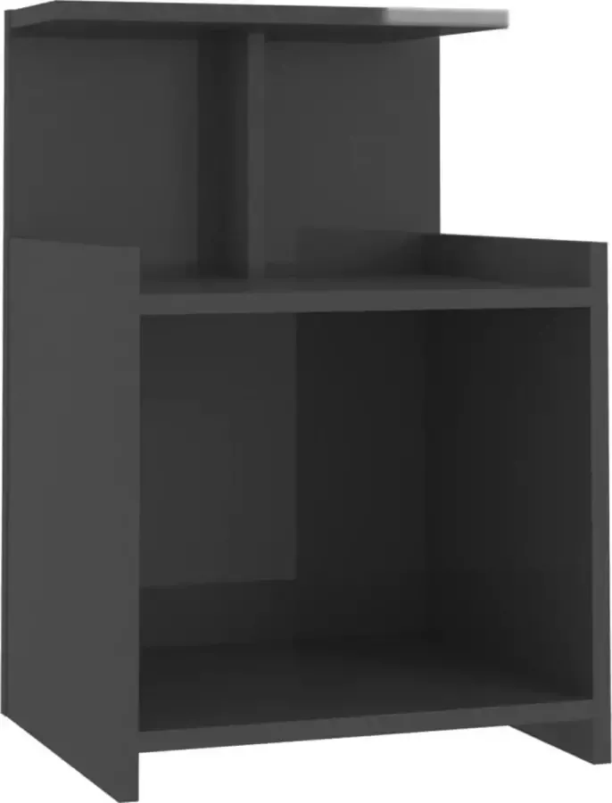 Maison Exclusive Nachtkastje 40x35x60 cm spaanplaat hoogglans grijs