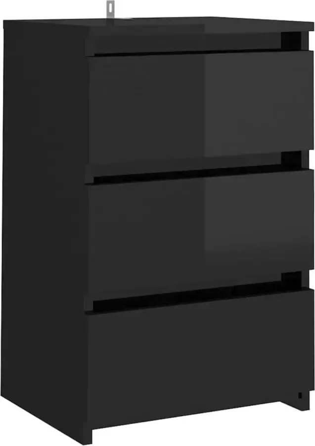 Maison Exclusive Nachtkastje 40x35x62 5 cm spaanplaat hoogglans zwart