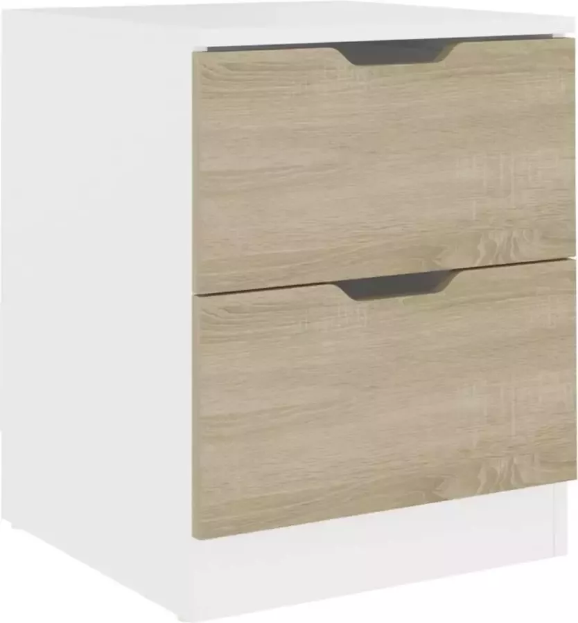 Maison Exclusive Nachtkastje 40x40x50 cm spaanplaat wit en sonoma eikenkleurig