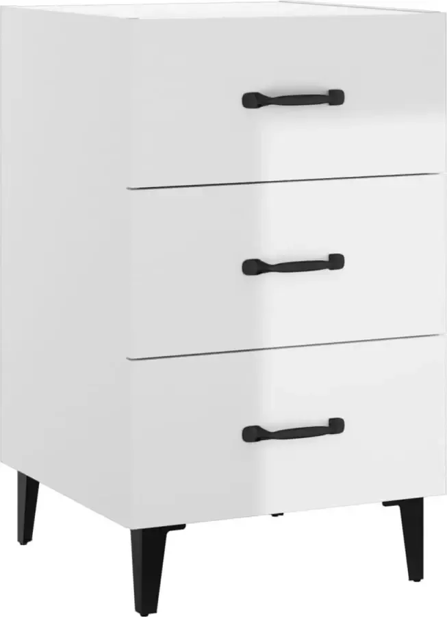 Maison Exclusive Nachtkastje 40x40x66 cm bewerkt hout hoogglans wit - Foto 2