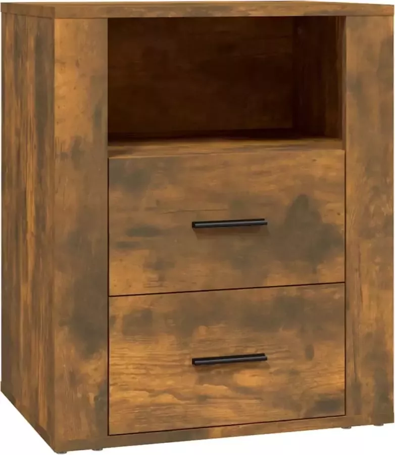 Maison Exclusive Nachtkastje 50x36x60 cm bewerkt hout gerookt eikenkleurig - Foto 2