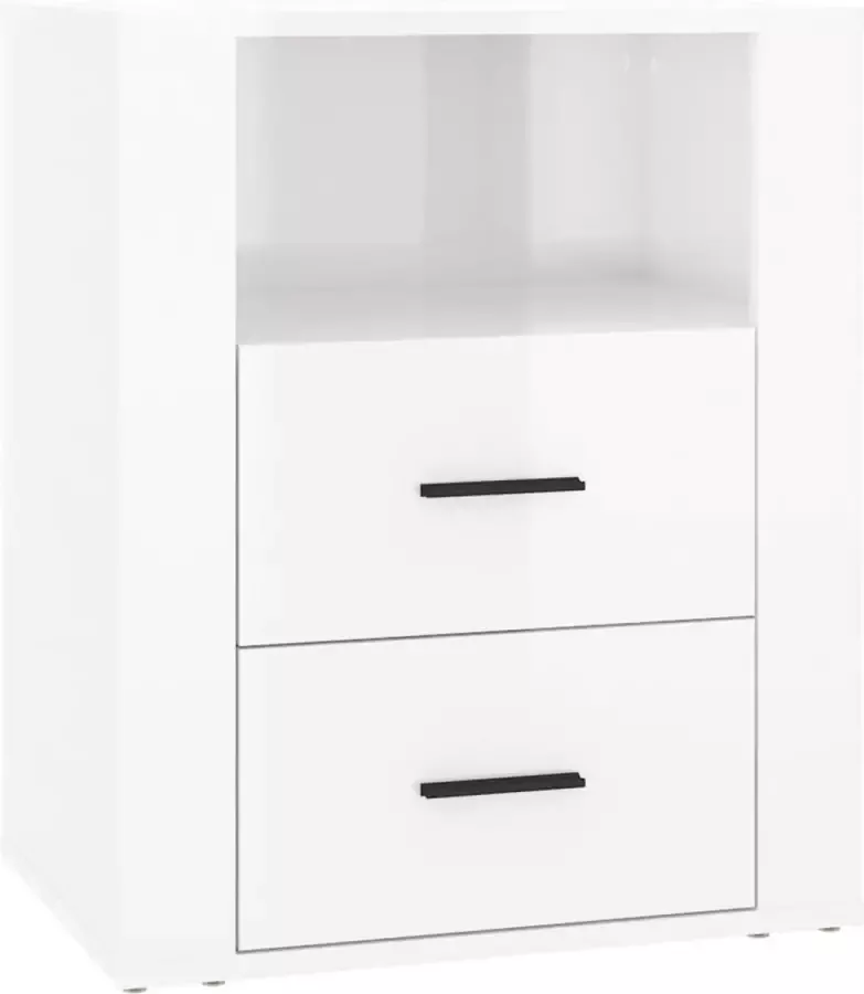 Maison Exclusive Nachtkastje 50x36x60 cm bewerkt hout hoogglans wit - Foto 2