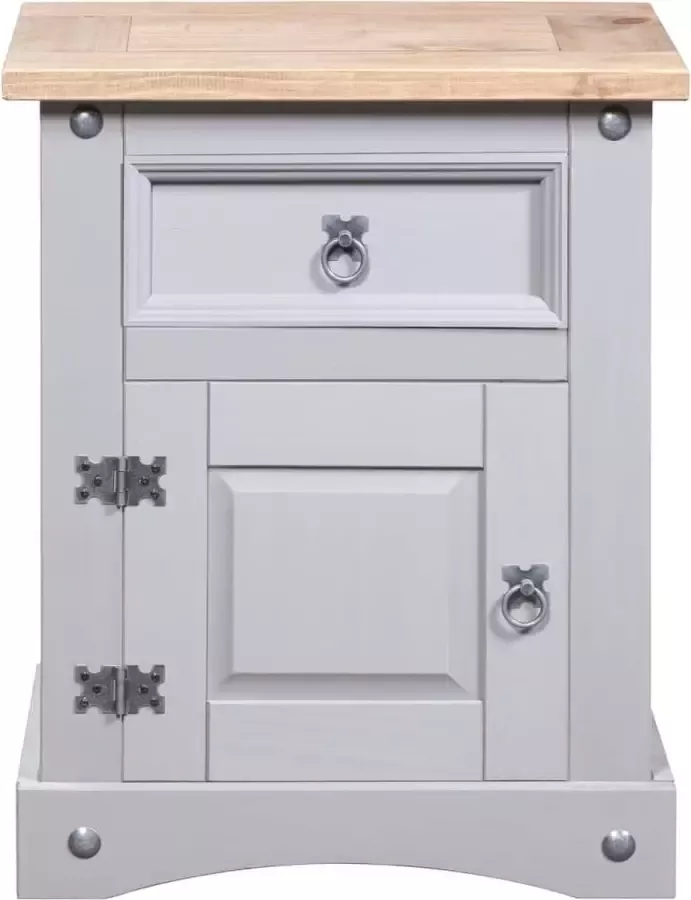 Maison Exclusive Nachtkastje 53x39x67 cm Mexicaans grenenhout Corona-stijl grijs