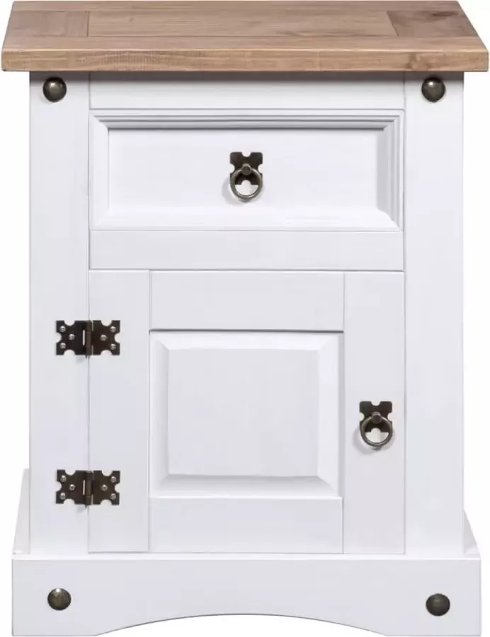 Maison Exclusive Nachtkastje 53x39x67 cm Mexicaans grenenhout Corona-stijl wit
