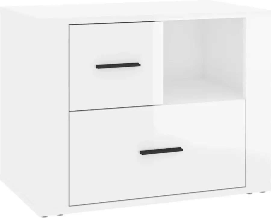 Maison Exclusive Nachtkastje 60x36x45 cm bewerkt hout hoogglans wit