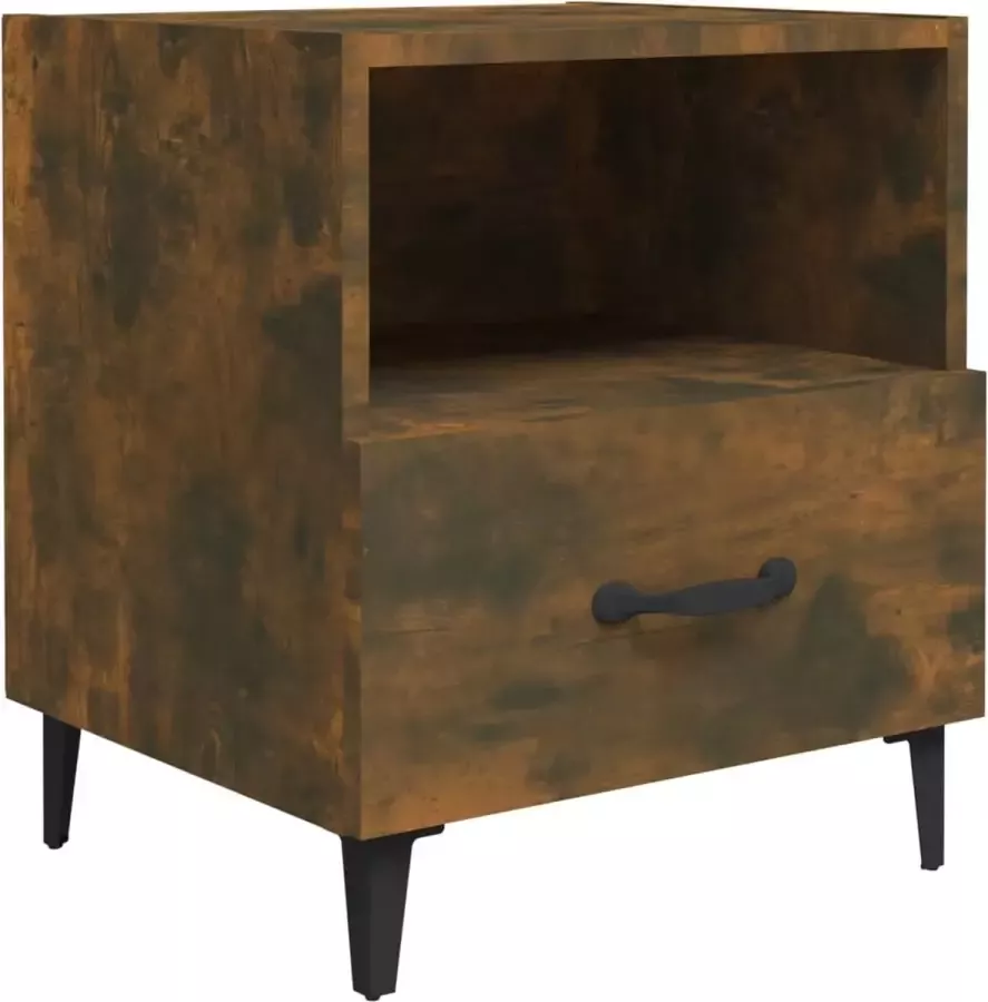 Maison Exclusive Nachtkastje bewerkt hout gerookt eikenkleurig