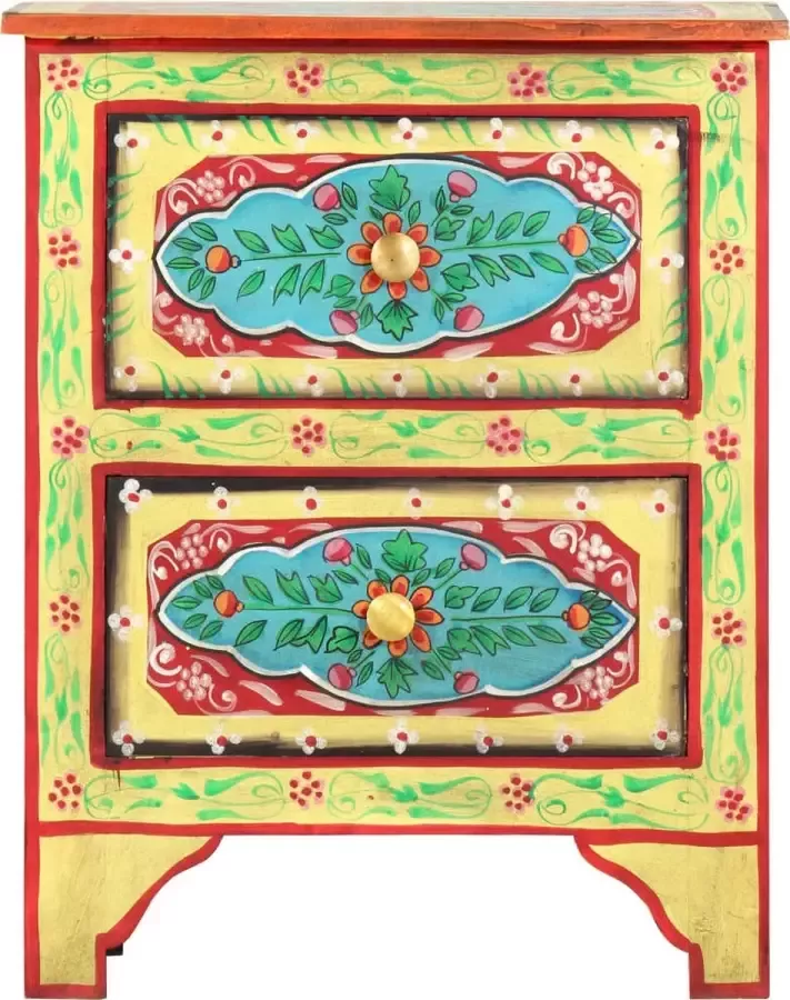 Maison Exclusive Nachtkastje handgescMaison Exclusive -lderd 40x30x50 cm massief mangohout - Foto 2